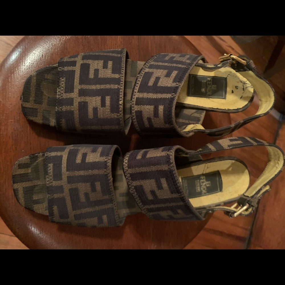FENDI VINTAGE WEDGE SANDALS